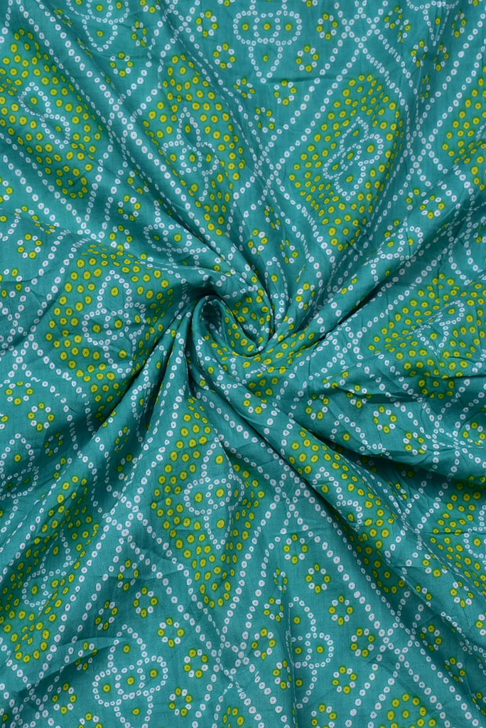 Green Bandhej Print Cotton Fabric