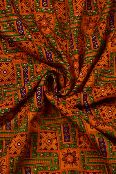 Brown Printed Rayon Fabric