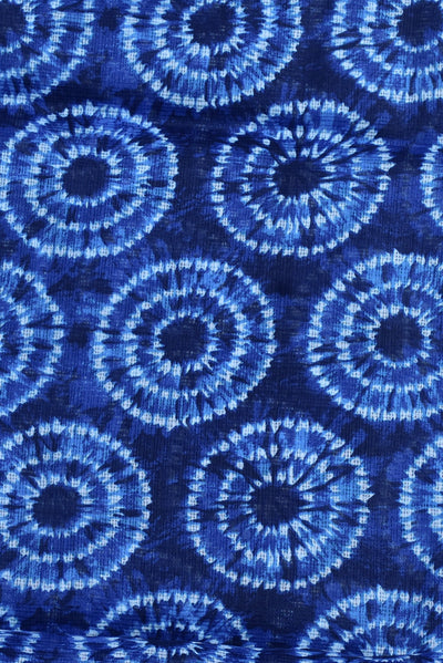 (Cut Piece 0.50 Mtr) Blue Shape Print Kota Doria Fabric
