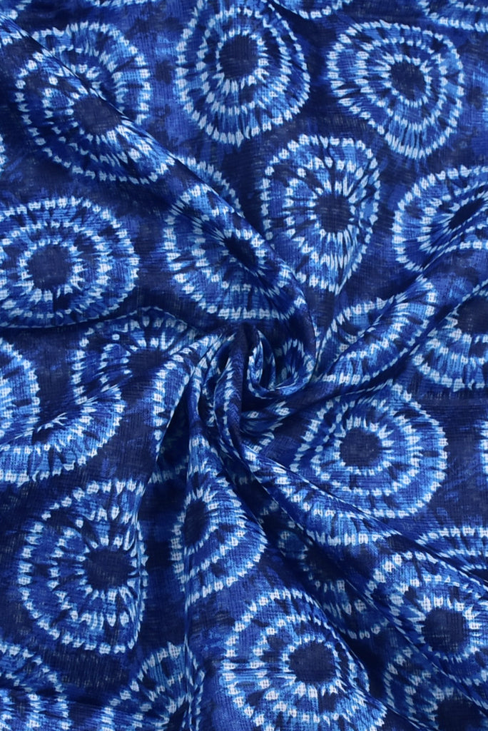Blue Shape Print Kota Doria Fabric
