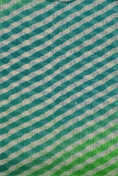 Green Stripes Print Kota Doria Fabric