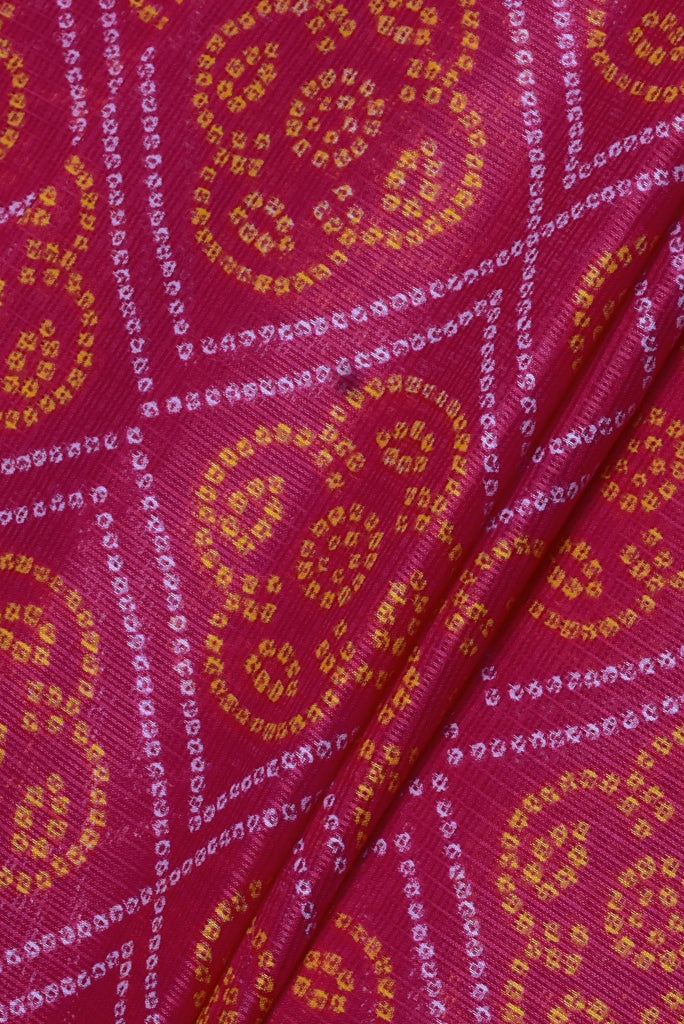Pink Bandhej Print Kota Doria Fabric