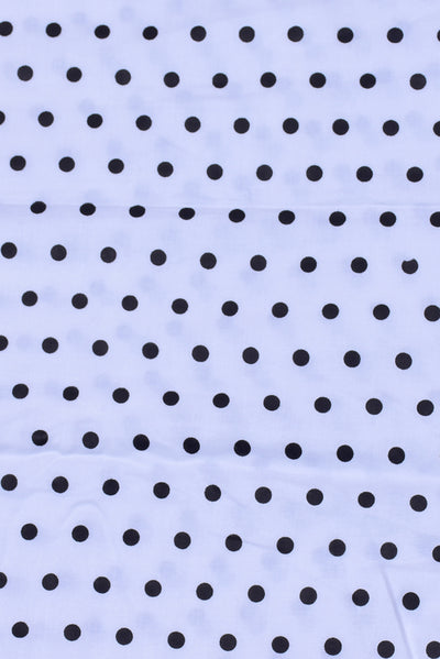 White Polka Dots Print Rayon Fabric