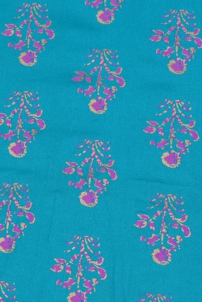 See Blue Flower Print Rayon Fabric