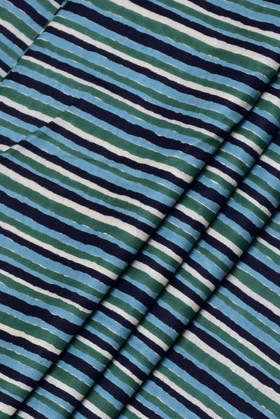 Multicolor Stripes Print Cotton Fabric