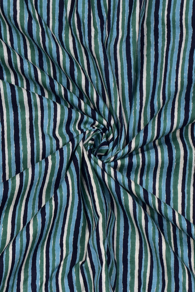 Multicolor Stripes Print Cotton Fabric