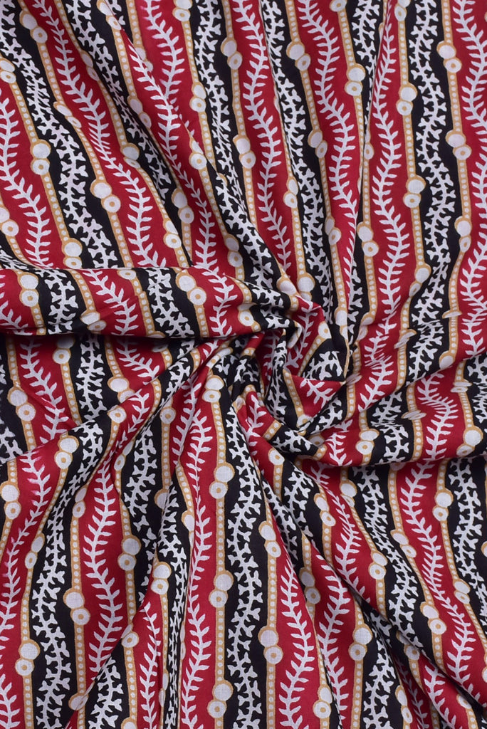Multicolor Leaf Print Cotton Fabric