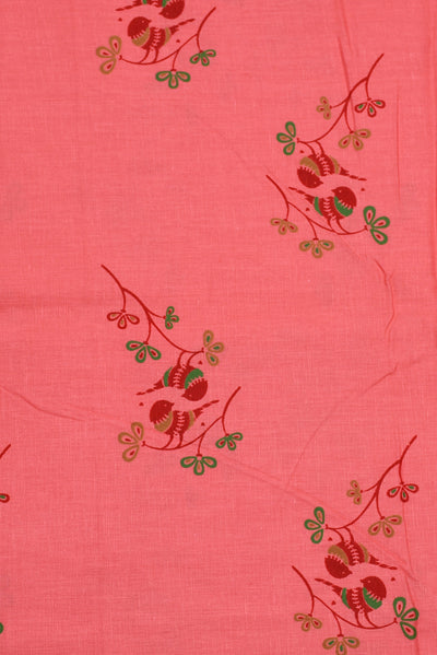 Pink Floral Printed Screen Cotton Print Fabric
