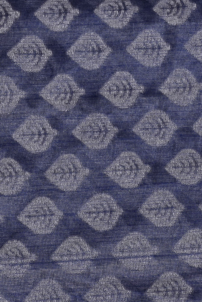 Grey Flower Print Brasso Silk Fabric