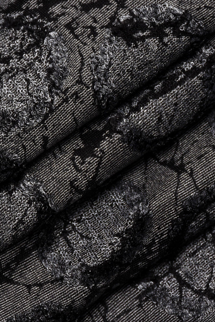 Black Flower Brasso  Silk Fabric