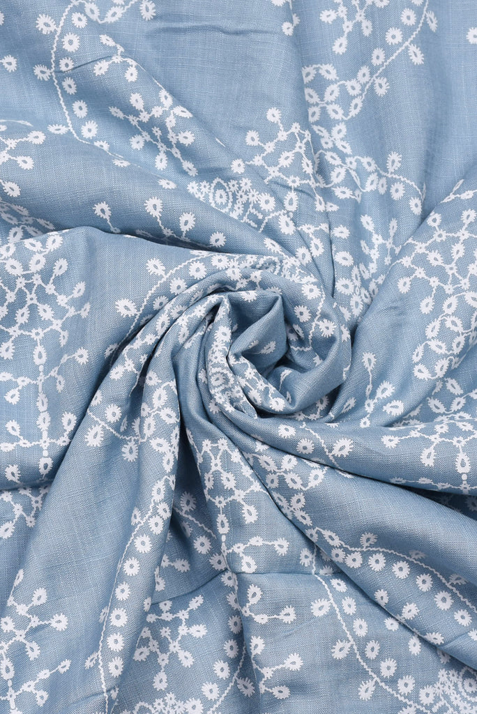 Blue Screen Rayon  Print Fabric