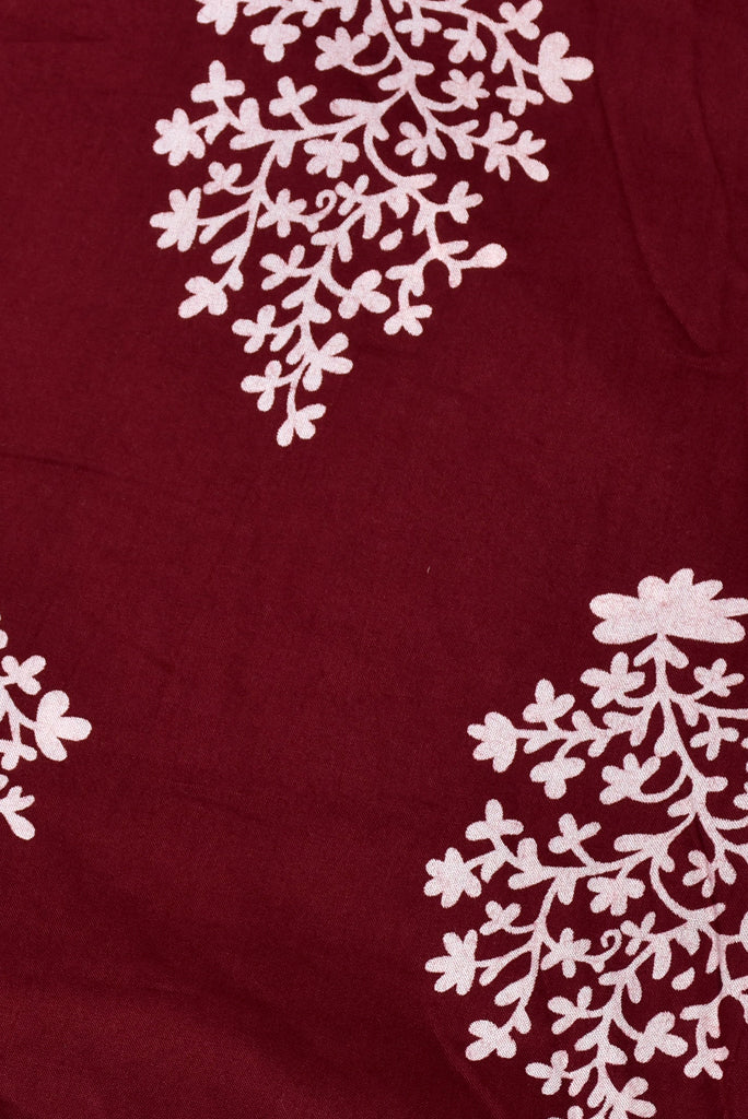 Red Flower Print Rayon Fabric