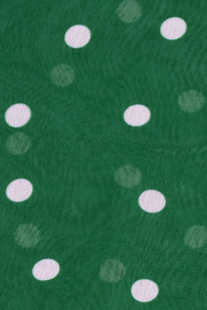 Green Polka Dots Print Georgette Fabric