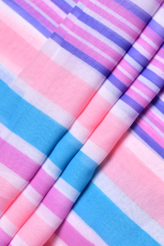 Multicolor Stripes Print Georgette Fabric