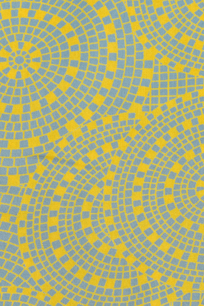 Yellow Bricks Print Rayon Fabric