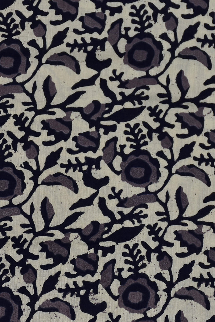 Cream Flower Print Rayon Fabric