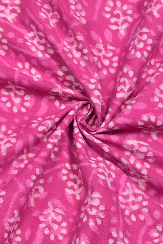 Pink Flower Print Cotton Fabric