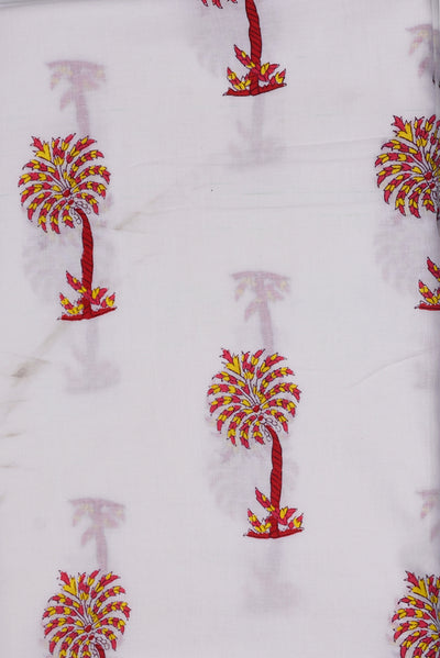 White Tree Printed Cotton Fabric