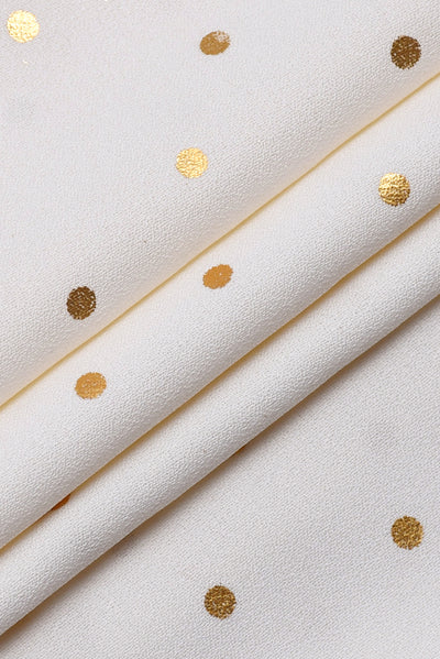 Cream & Golden Polka Print Georgette Fabric