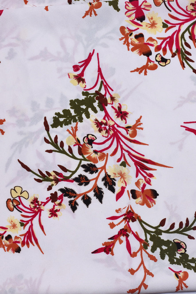 White Floral Print Georgette Fabric