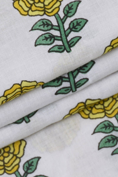 White Flower Printed Fabric