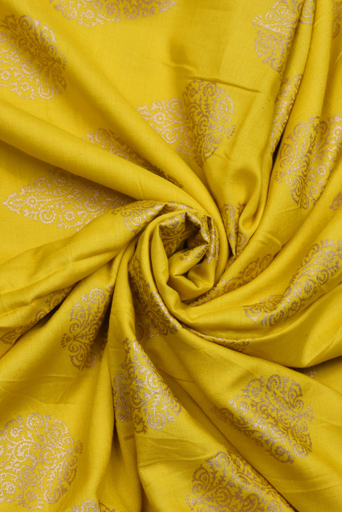 Yellow Golden Rayon Print Fabric