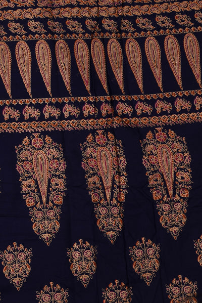 Navy Blue Rayon Print Fabric