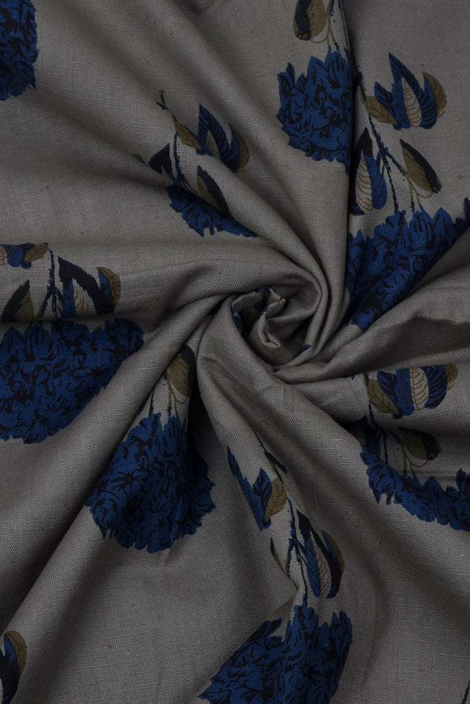 Grey Flower Printed Fabric