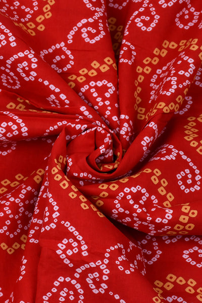 Red Bandhej Cotton Fabric