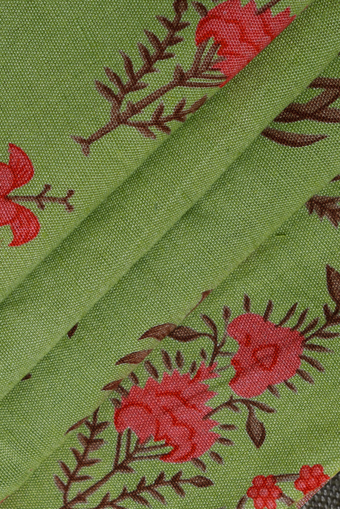 Mehendi Green Floral Print Rayon  Fabric