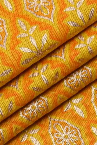 Yellow  Printed Cotton Fabric