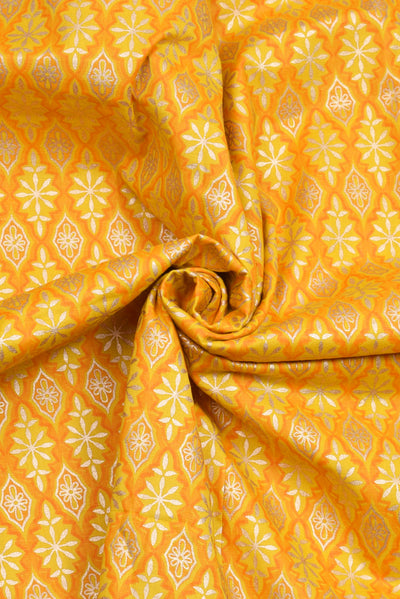 Yellow  Printed Cotton Fabric