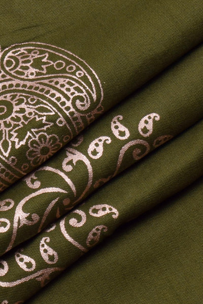Forest Green Handblock Printed Rayon Fabric