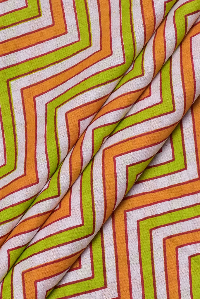 Multicolor Zig Zag Print Cotton Fabric
