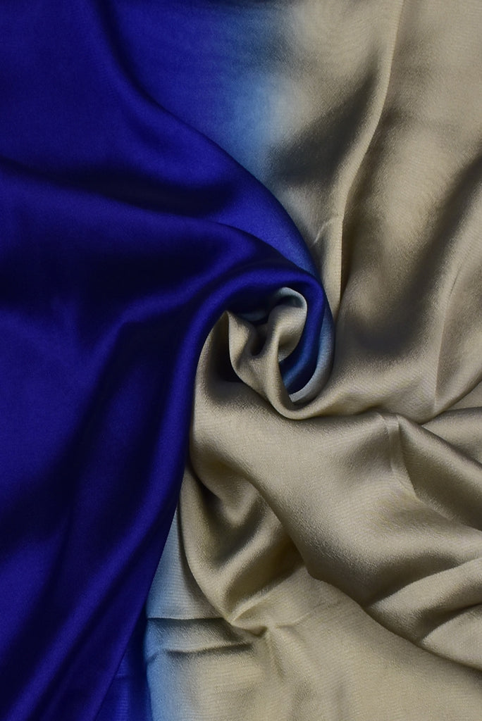 Blue & Golden Rangoli Print Georgette Fabric