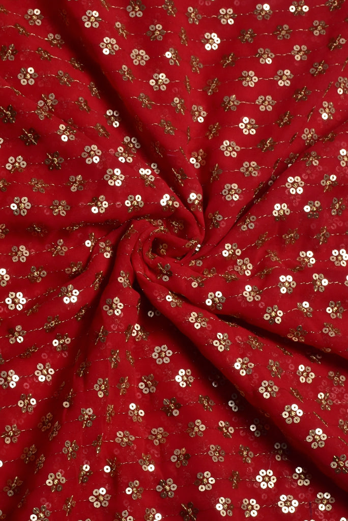 Red Printed Pure Georgette Fabric