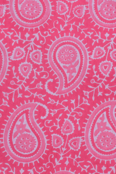 Pink Flower Print Cotton Fabric