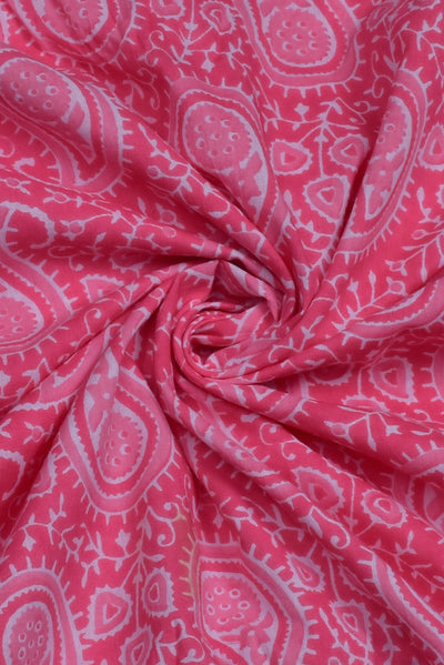 Pink Flower Print Cotton Fabric