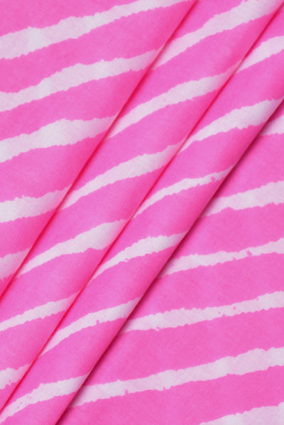 Pink Stripes Print Cotton Fabric