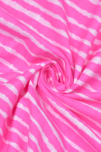 Pink Stripes Print Cotton Fabric