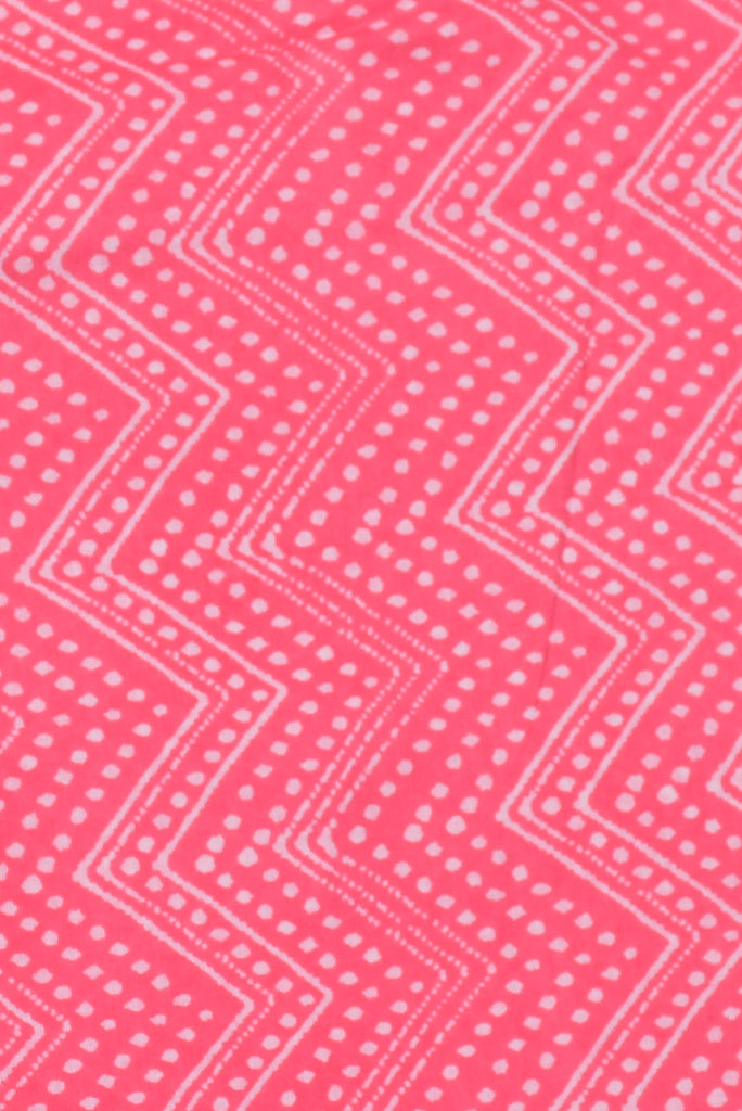 Pink Zig Zag Print Cotton Fabric