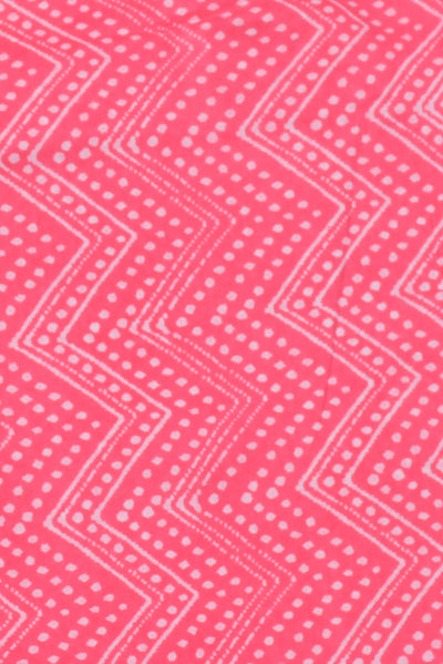 Pink Zig Zag Print Cotton Fabric