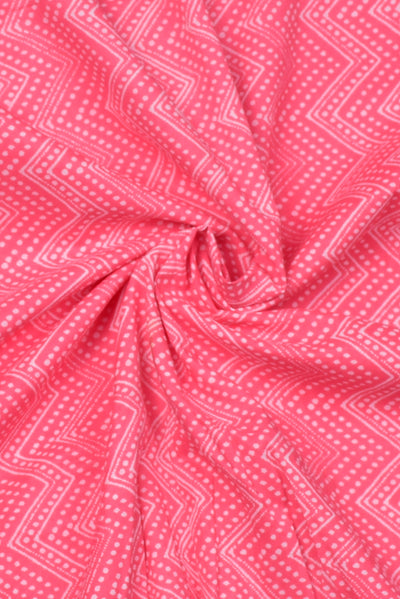 Pink Zig Zag Print Cotton Fabric