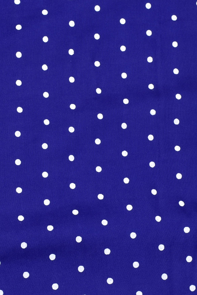 Blue Polka Dots Print Rayon Fabric