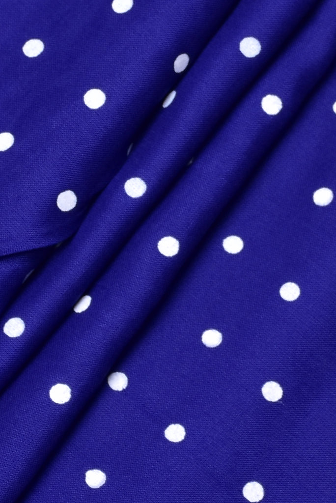 Blue Polka Dots Print Rayon Fabric