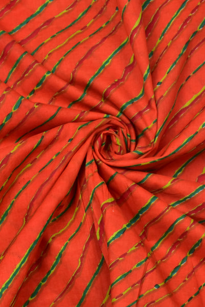 Orange Leheriya Print Cotton Fabric