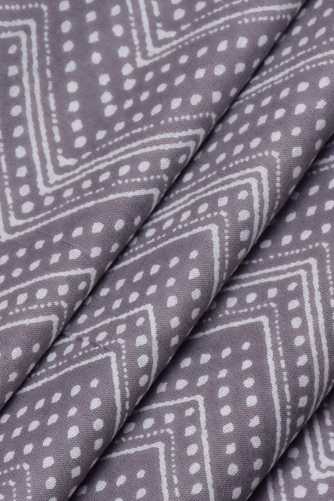 Gray Zig Zag Print Cotton Fabric