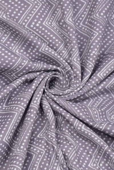 Gray Zig Zag Print Cotton Fabric