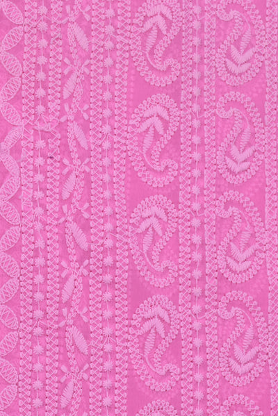 Baby Pink Kashida Work Lucknowi Chikan Fabric