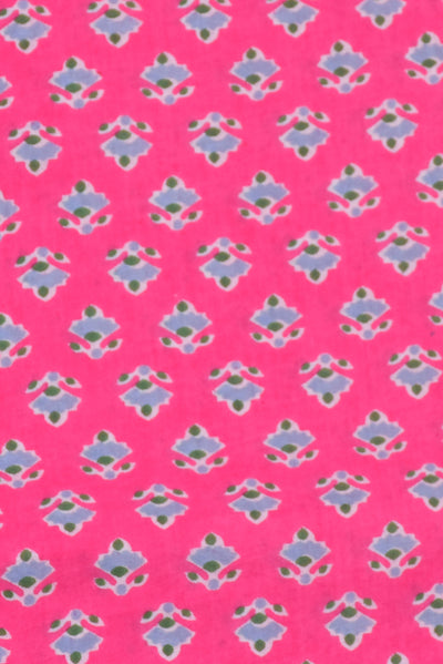 (Cut Piece 0.50 Mtr) Pink Flower Print Cotton Fabric